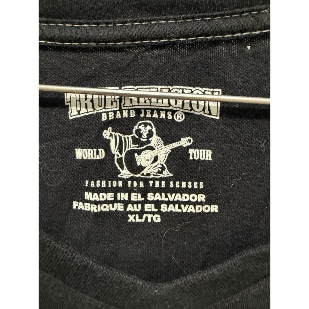 True Religion Mens T-Shirt Metallic Buddha Graphic Black XL
